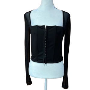 Black Corset Style Long Sleeve Shirt